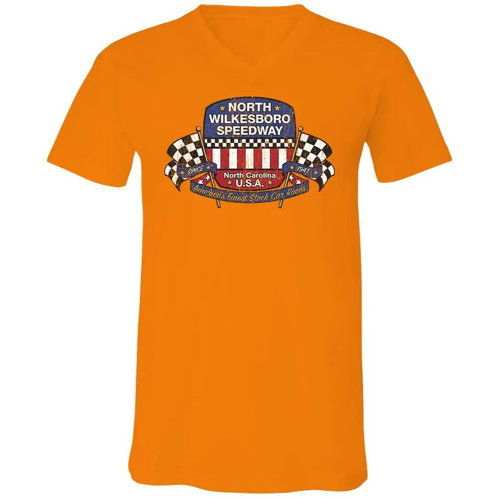 Unisex V-Neck T-Shirt - 8GCRQ53Y - Orange - 7