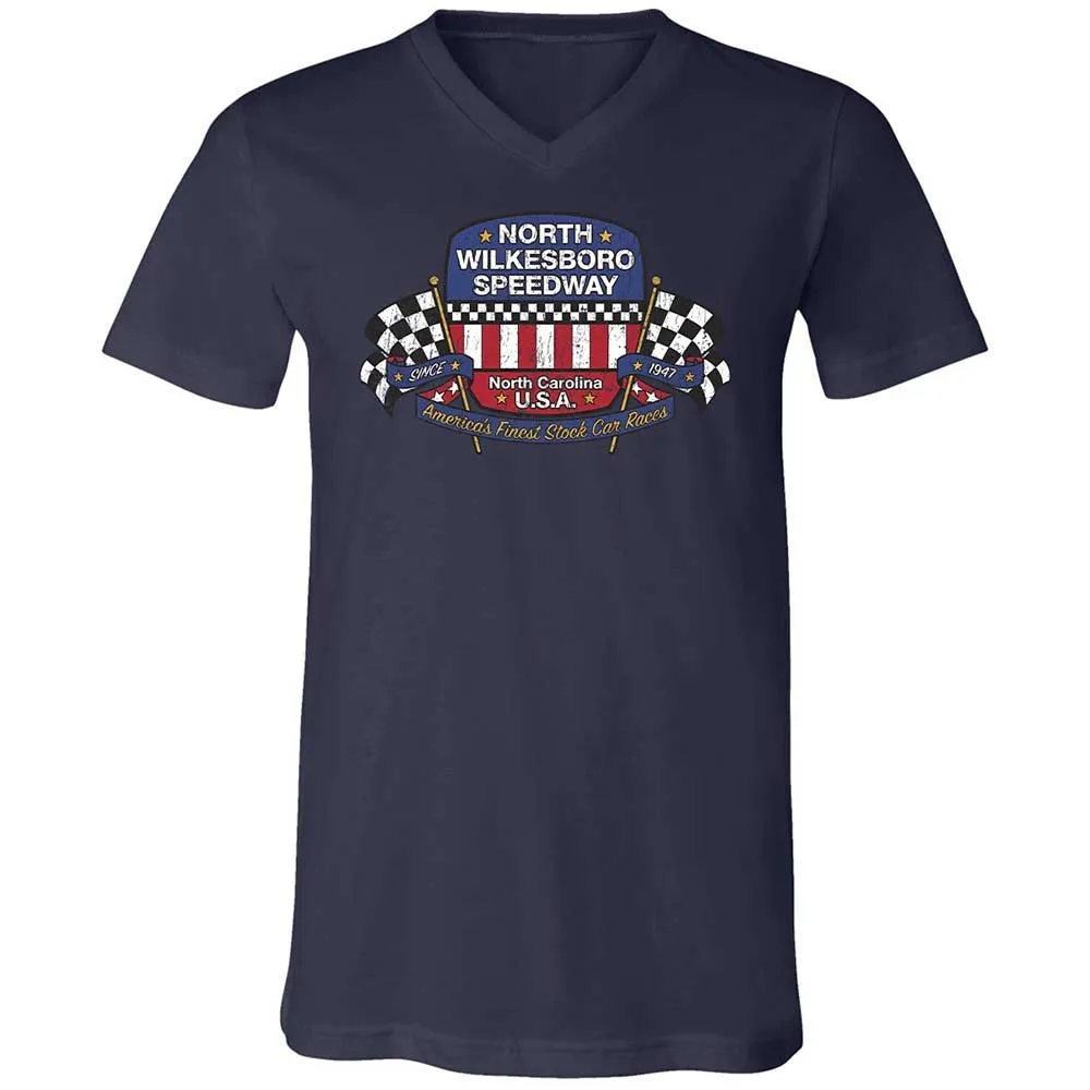Unisex V-Neck T-Shirt - 8GCRQ53Y - Navy - 12