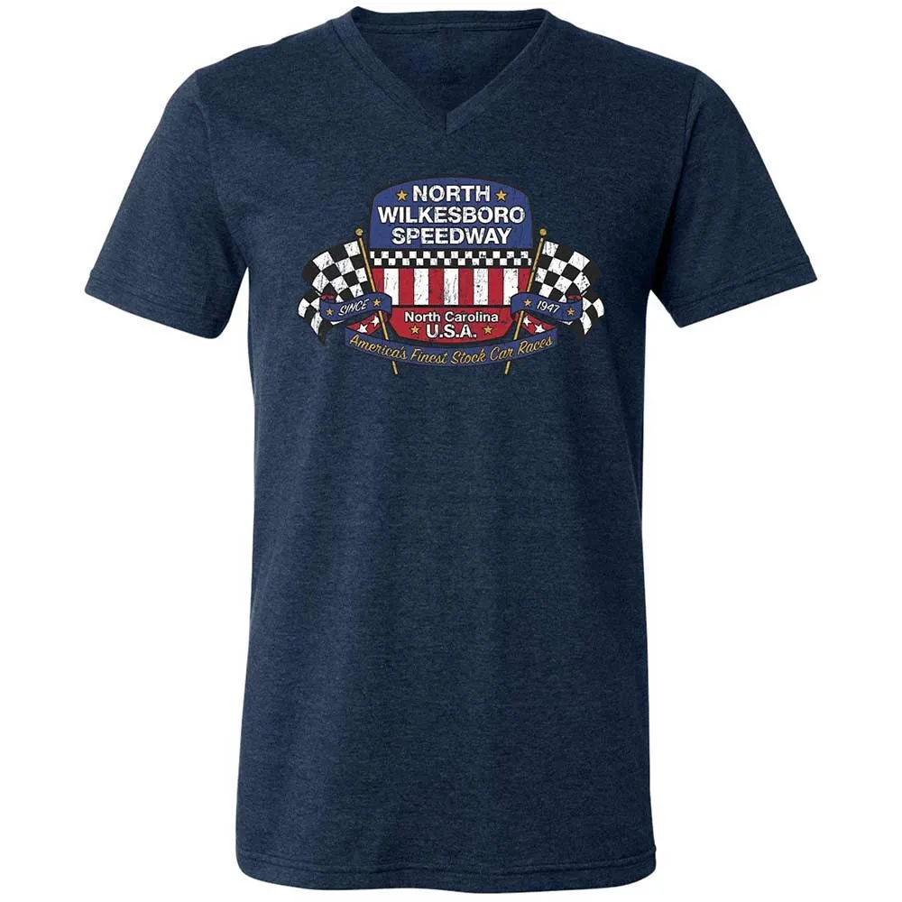Unisex V-Neck T-Shirt - 8GCRQ53Y - Heather Navy - 13