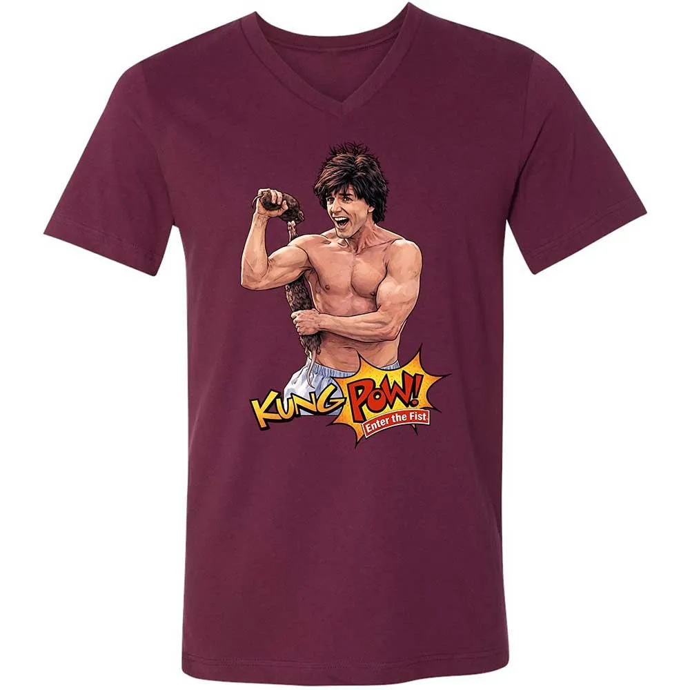 Unisex V-Neck T-Shirt - 64Z6JHMP - Maroon - 14