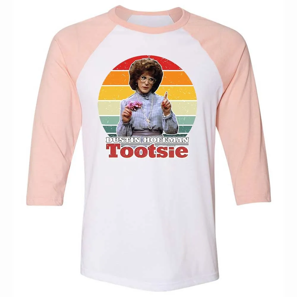 Unisex 3/4 Baseball Tee - B5GJ2G9U - White/Heather Peach - 5