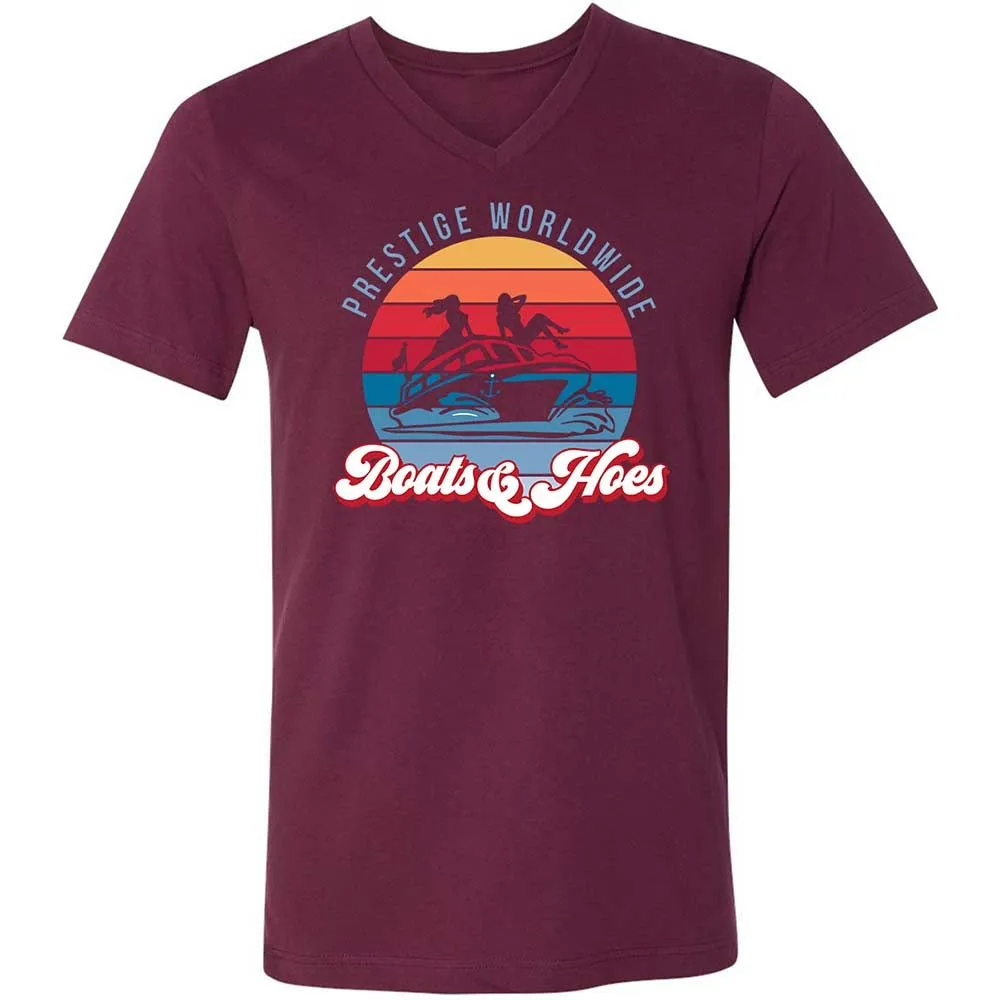 Unisex V-Neck T-Shirt - XWS4Z1VS - Maroon - 14