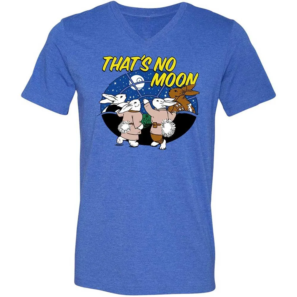 Unisex V-Neck T-Shirt - White - Heather True Royal - 4