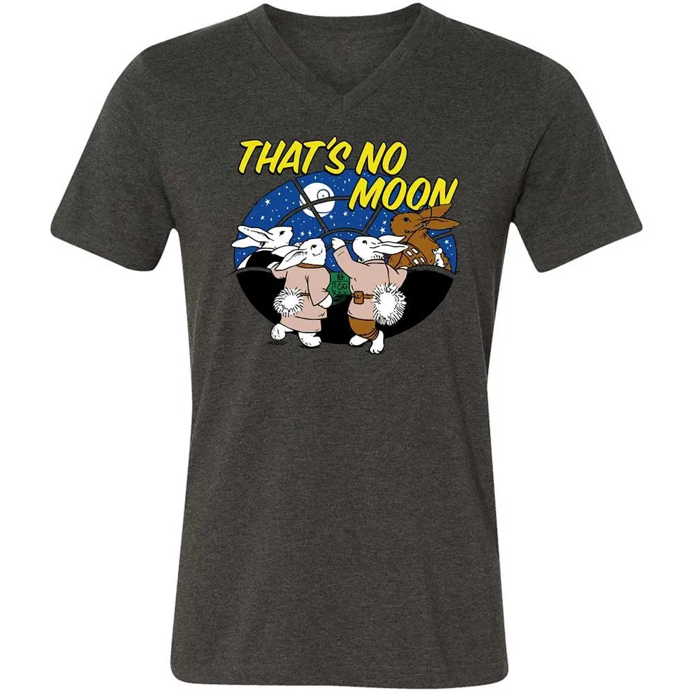 Unisex V-Neck T-Shirt - White - Dark Grey Heather - 8