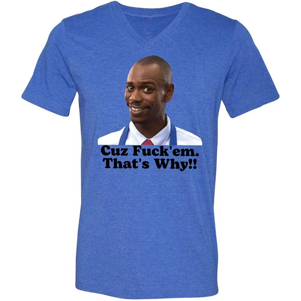 Unisex V-Neck T-Shirt - 3CCZWHEV - Heather True Royal - 4