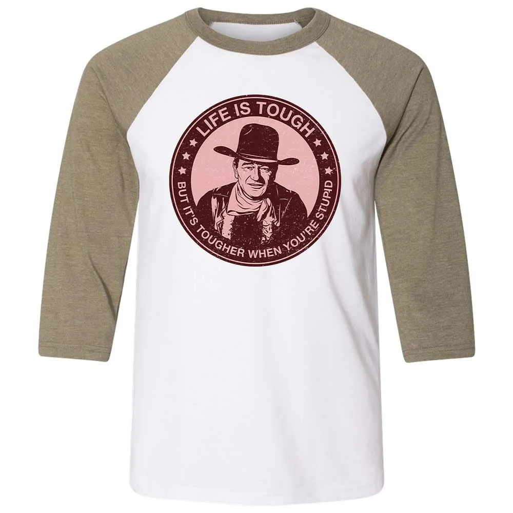 Unisex 3/4 Baseball Tee - D7QU22NY - White/Heather Olive - 4