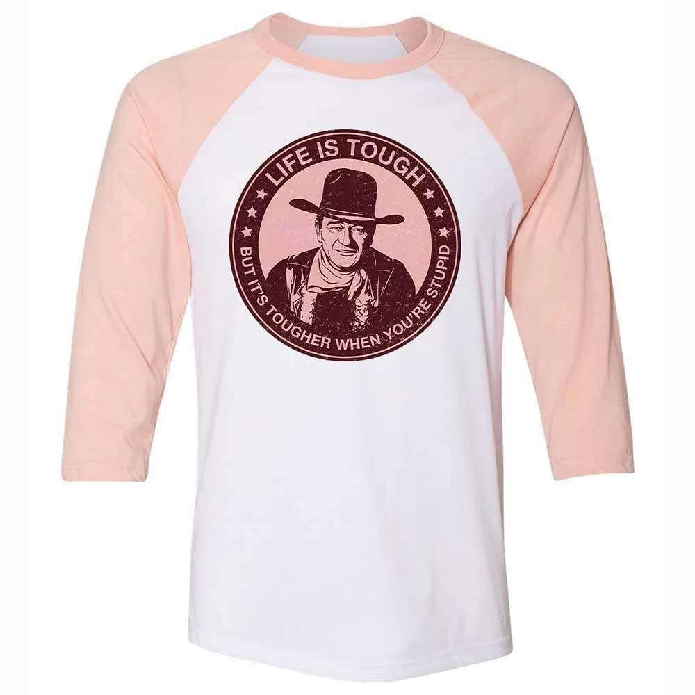 Unisex 3/4 Baseball Tee - D7QU22NY - White/Heather Peach - 5