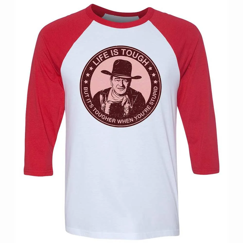 Unisex 3/4 Baseball Tee - D7QU22NY - White/Red - 9