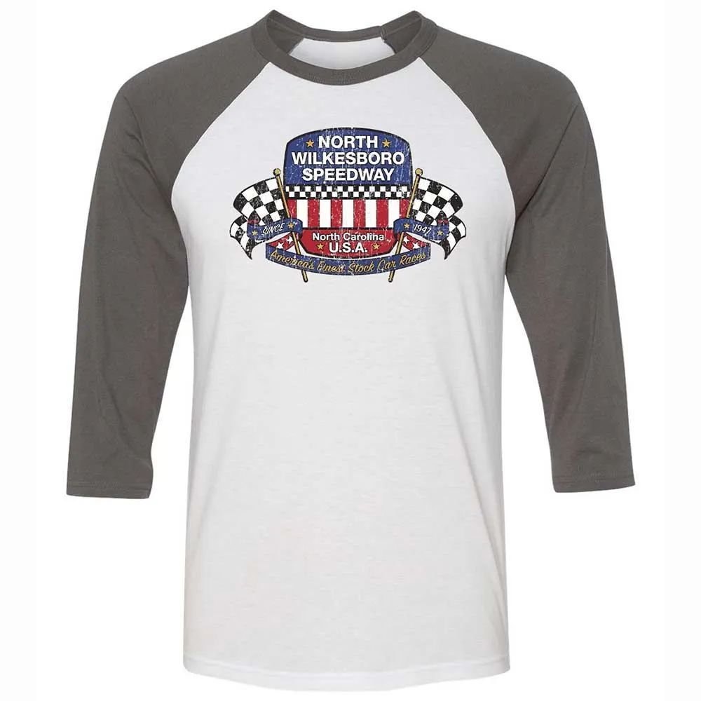 Unisex 3/4 Baseball Tee - 85WRAU1F - White/Asphalt - 2