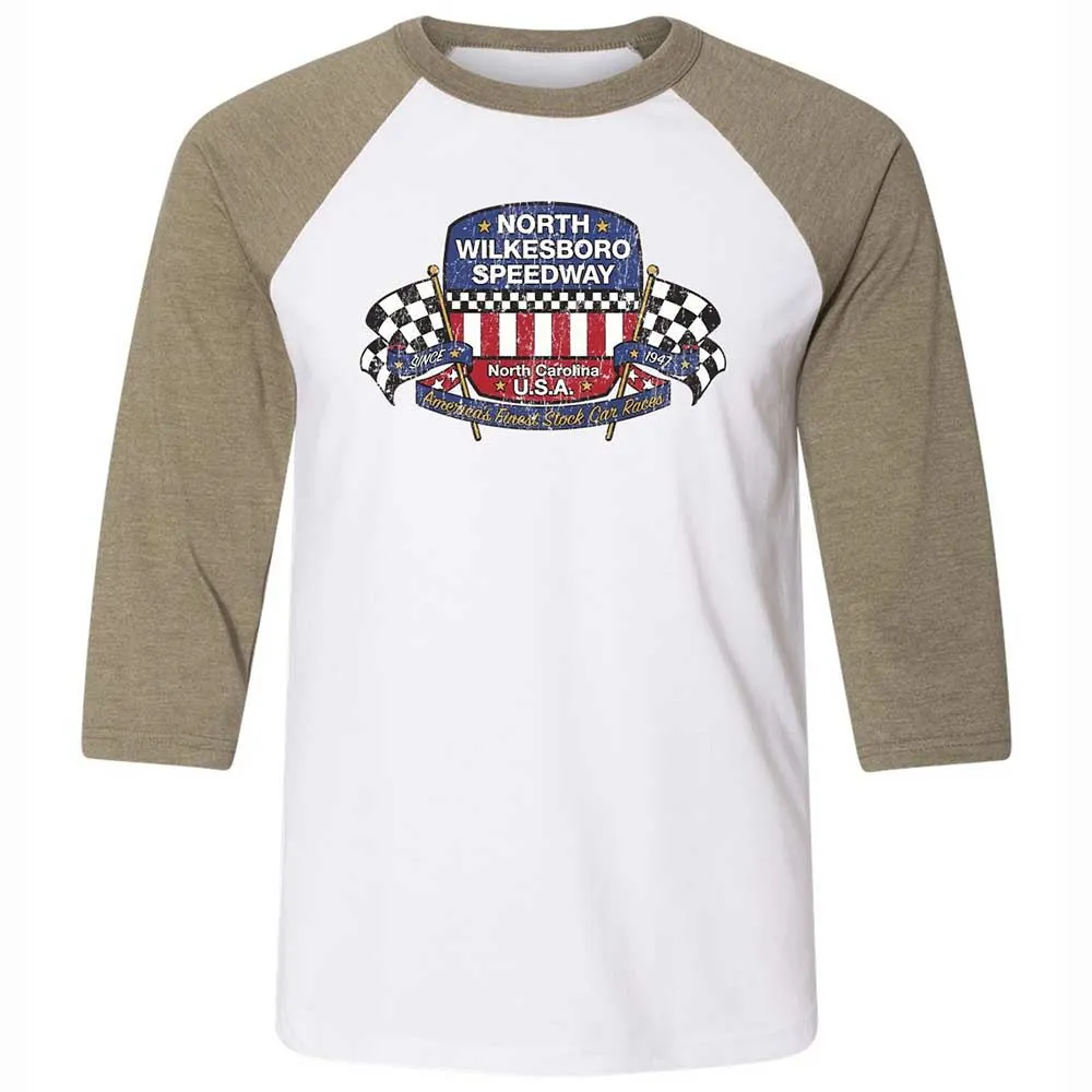 Unisex 3/4 Baseball Tee - 85WRAU1F - White/Heather Olive - 4