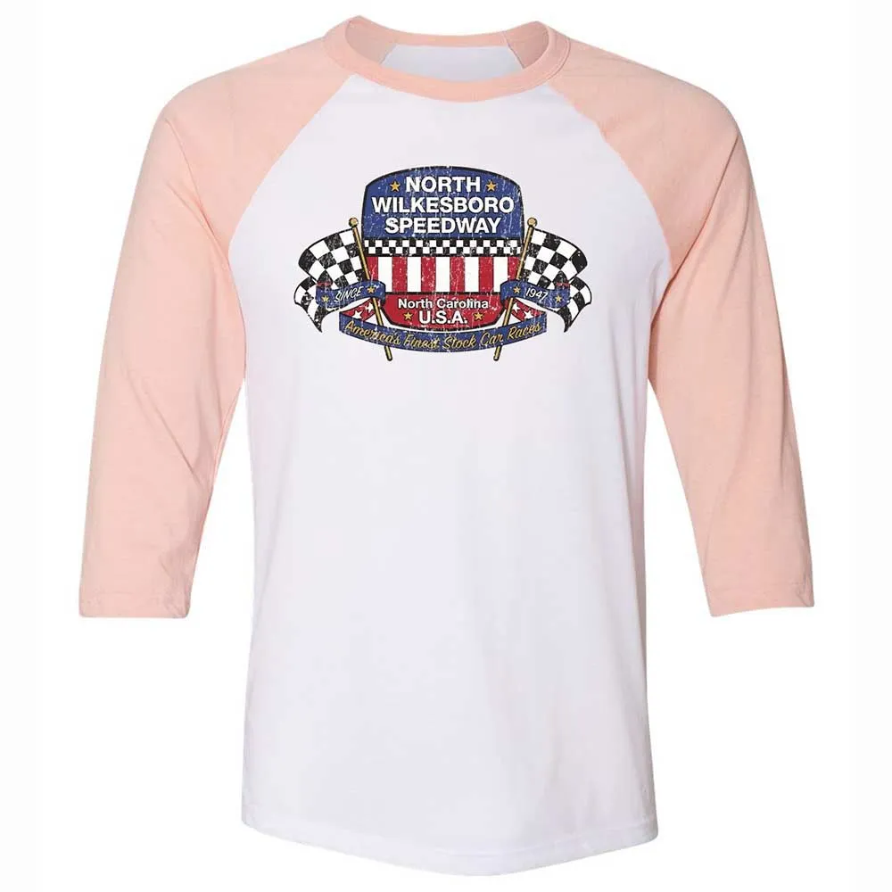 Unisex 3/4 Baseball Tee - 85WRAU1F - White/Heather Peach - 5