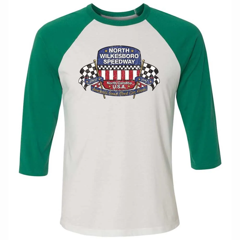 Unisex 3/4 Baseball Tee - 85WRAU1F - White/Kelly - 6