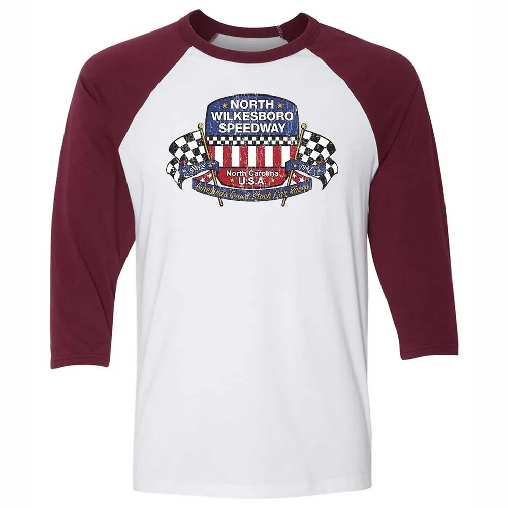 Unisex 3/4 Baseball Tee - 85WRAU1F - White/Maroon - 7