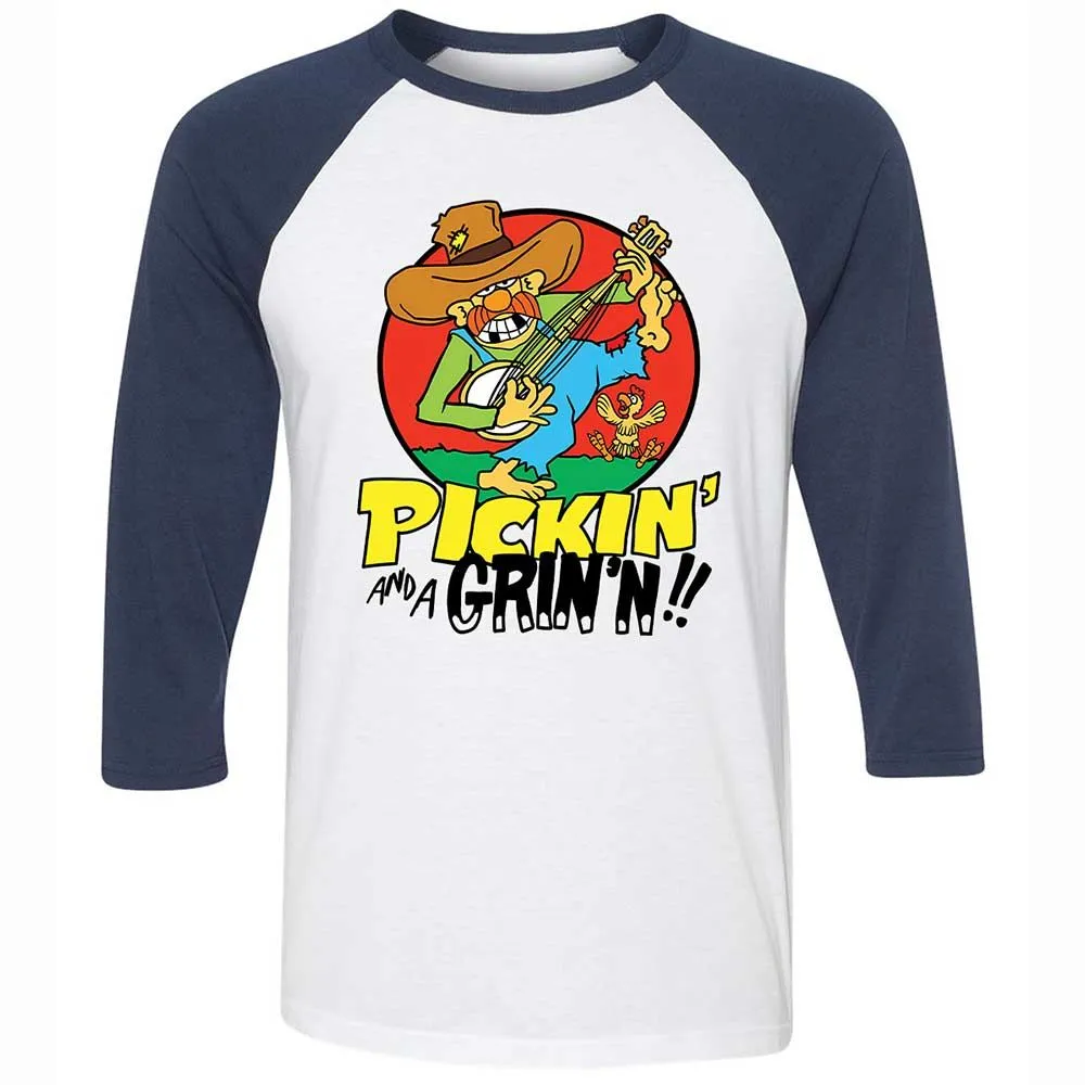 Pickin' and a Grinnin - White/Navy - 8
