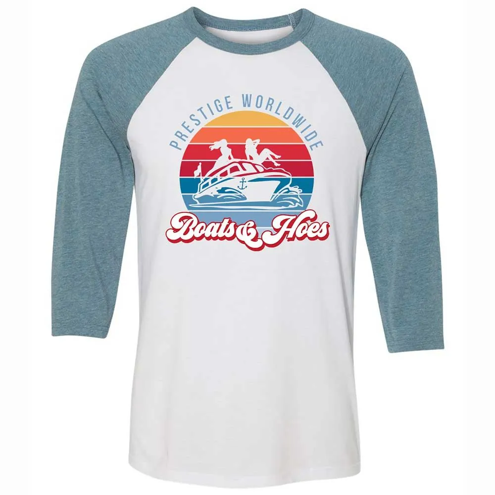 Unisex 3/4 Baseball Tee - M9C4R1F7 - White/Denim - 3