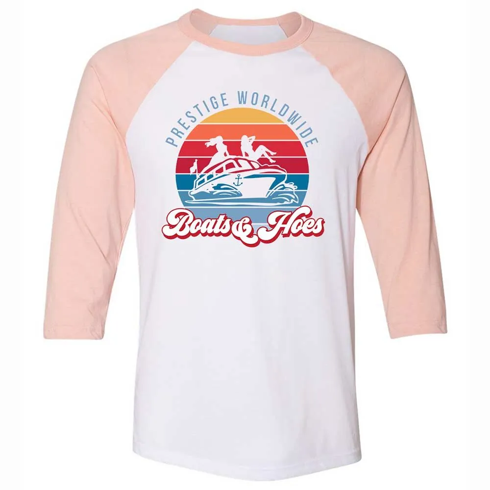 Unisex 3/4 Baseball Tee - M9C4R1F7 - White/Heather Peach - 5