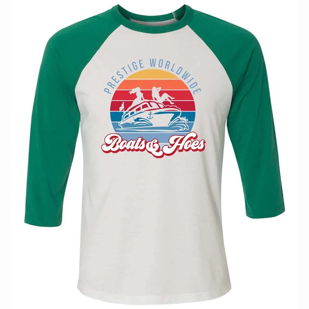 Unisex 3/4 Baseball Tee - M9C4R1F7 - White/Kelly - 6