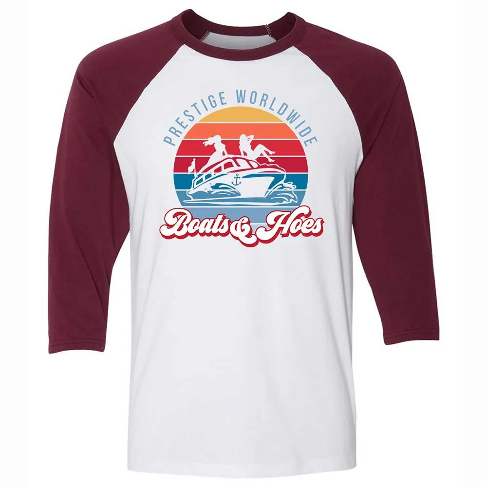 Unisex 3/4 Baseball Tee - M9C4R1F7 - White/Maroon - 7