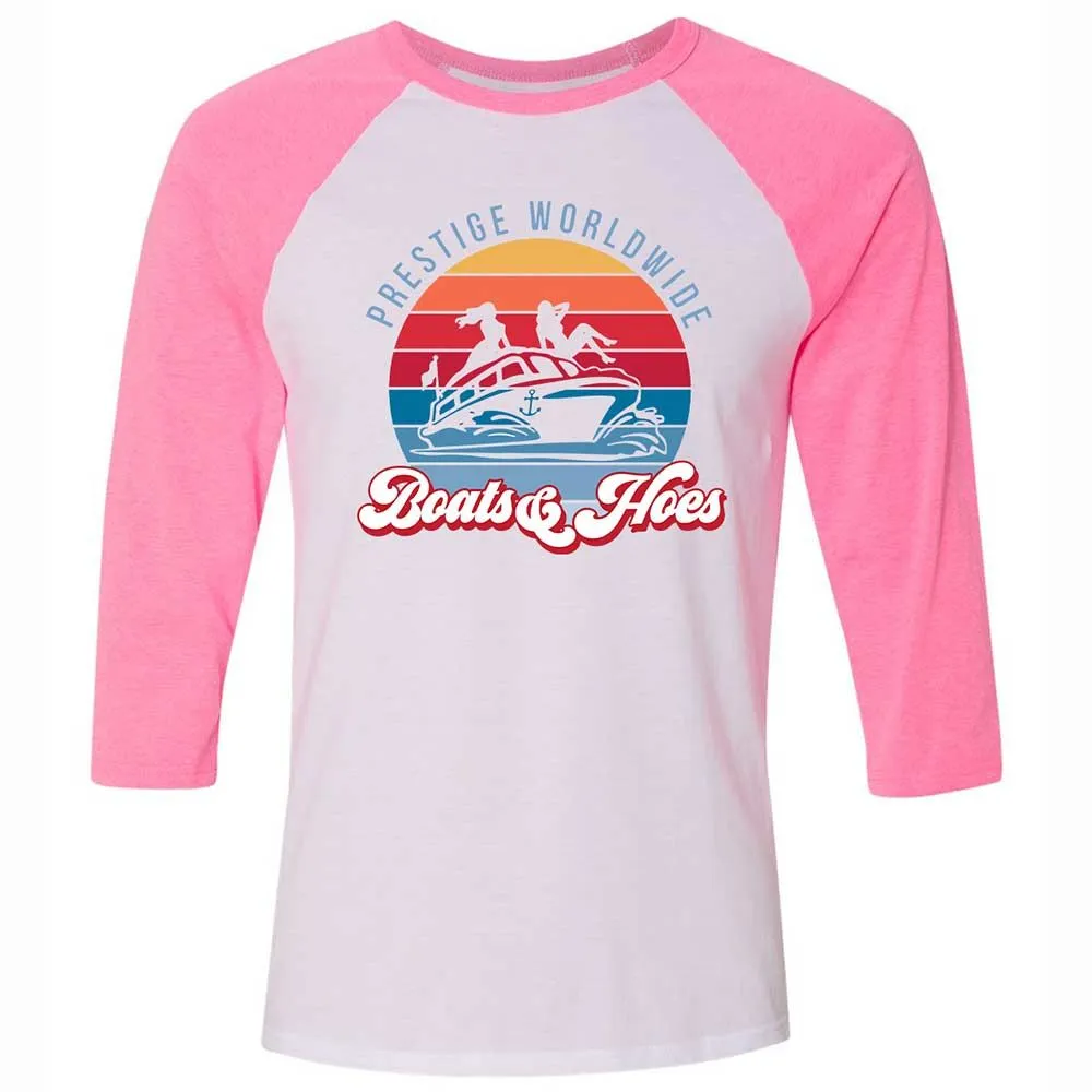Unisex 3/4 Baseball Tee - M9C4R1F7 - White/Neon Pink - 12