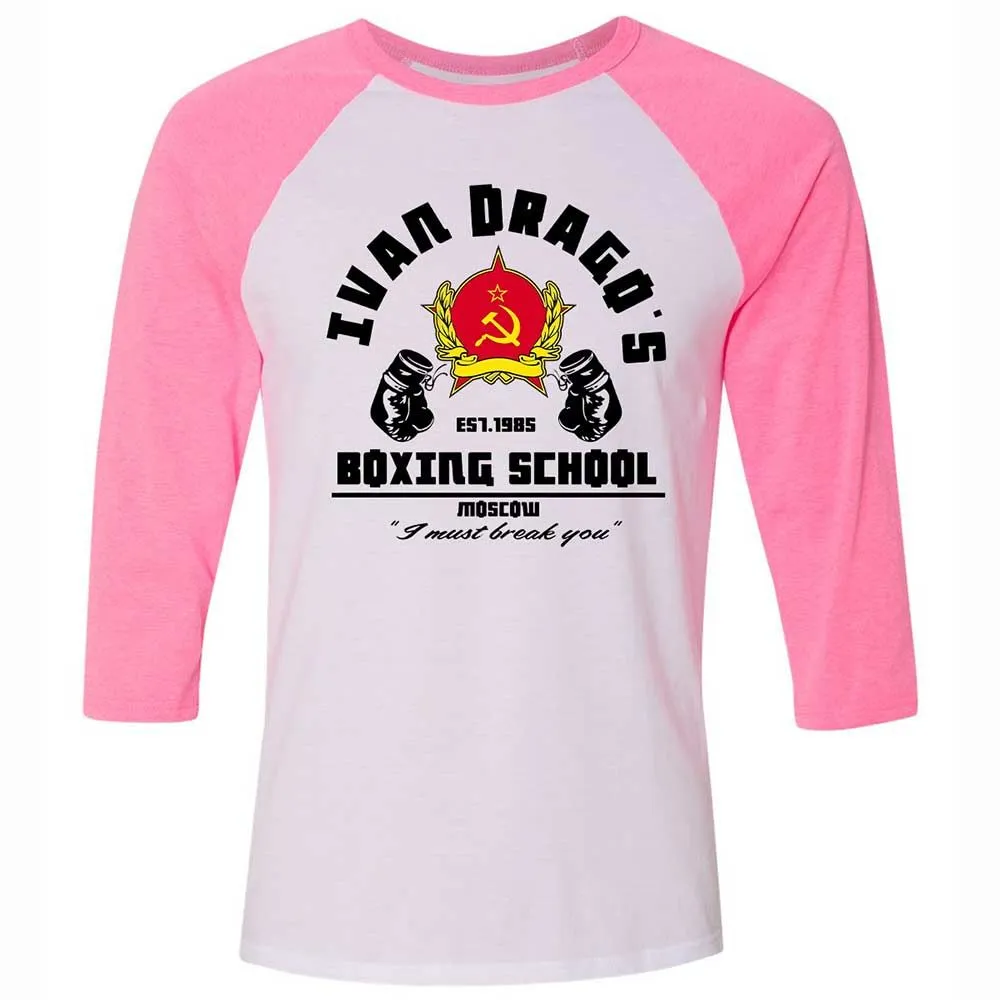 Unisex 3/4 Baseball Tee - 9L4F8MPM - White/Neon Pink - 12