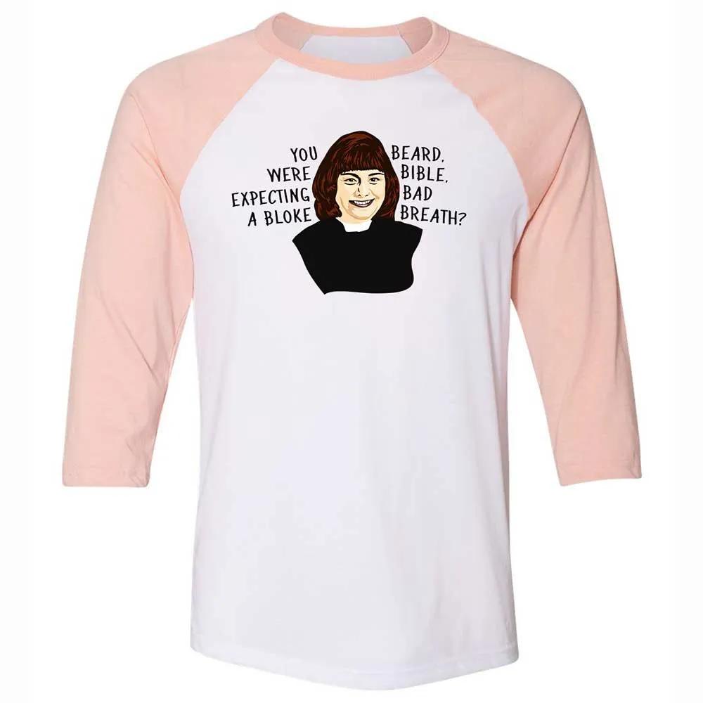 Unisex 3/4 Baseball Tee - WVSBCPKE - White/Heather Peach - 5
