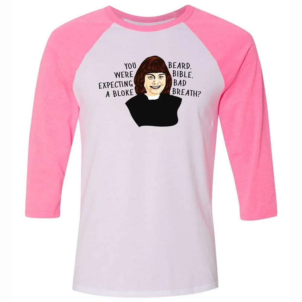 Unisex 3/4 Baseball Tee - WVSBCPKE - White/Neon Pink - 12