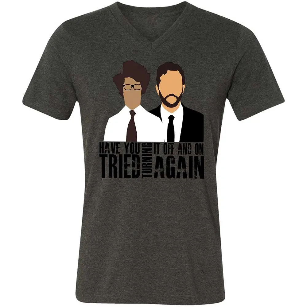 Unisex V-Neck T-Shirt - M9MSFYEY - Dark Grey Heather - 8