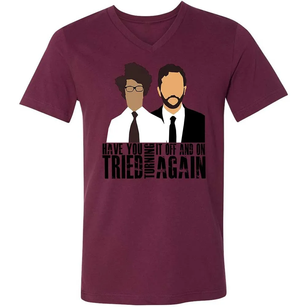 Unisex V-Neck T-Shirt - M9MSFYEY - Maroon - 14