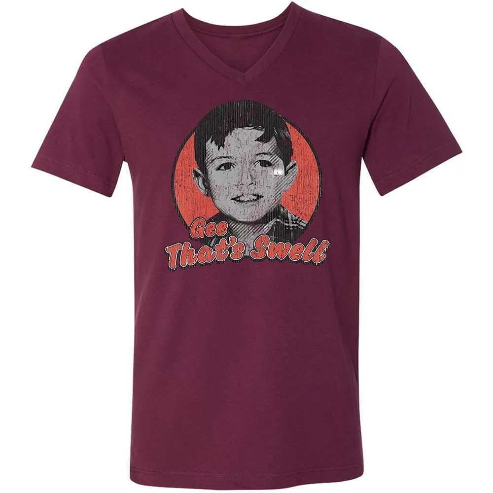 Unisex V-Neck T-Shirt - KXX4PBX3 - Maroon - 14