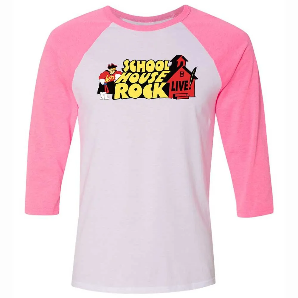 Unisex 3/4 Baseball Tee - 322K3PY8 - White/Neon Pink - 12