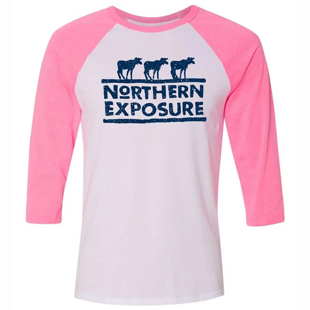 Unisex 3/4 Baseball Tee - RQXCVSQS - White/Neon Pink - 12