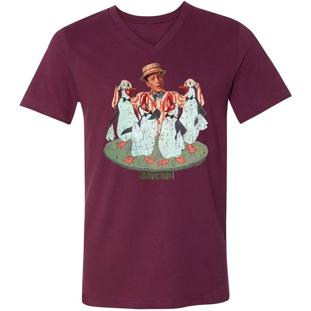 Unisex V-Neck T-Shirt - KMJBCDE2 - Maroon - 14