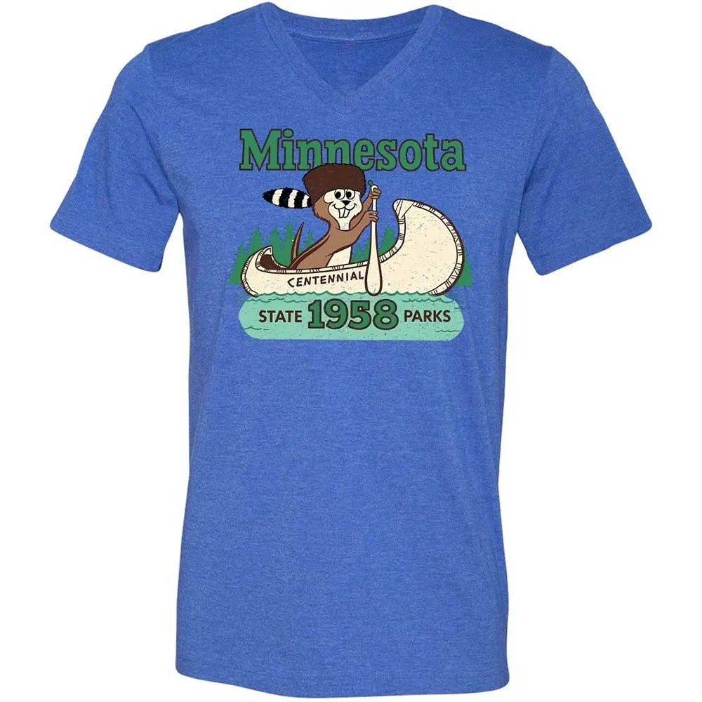 Unisex V-Neck T-Shirt - WQCBZTXK - Heather True Royal - 4