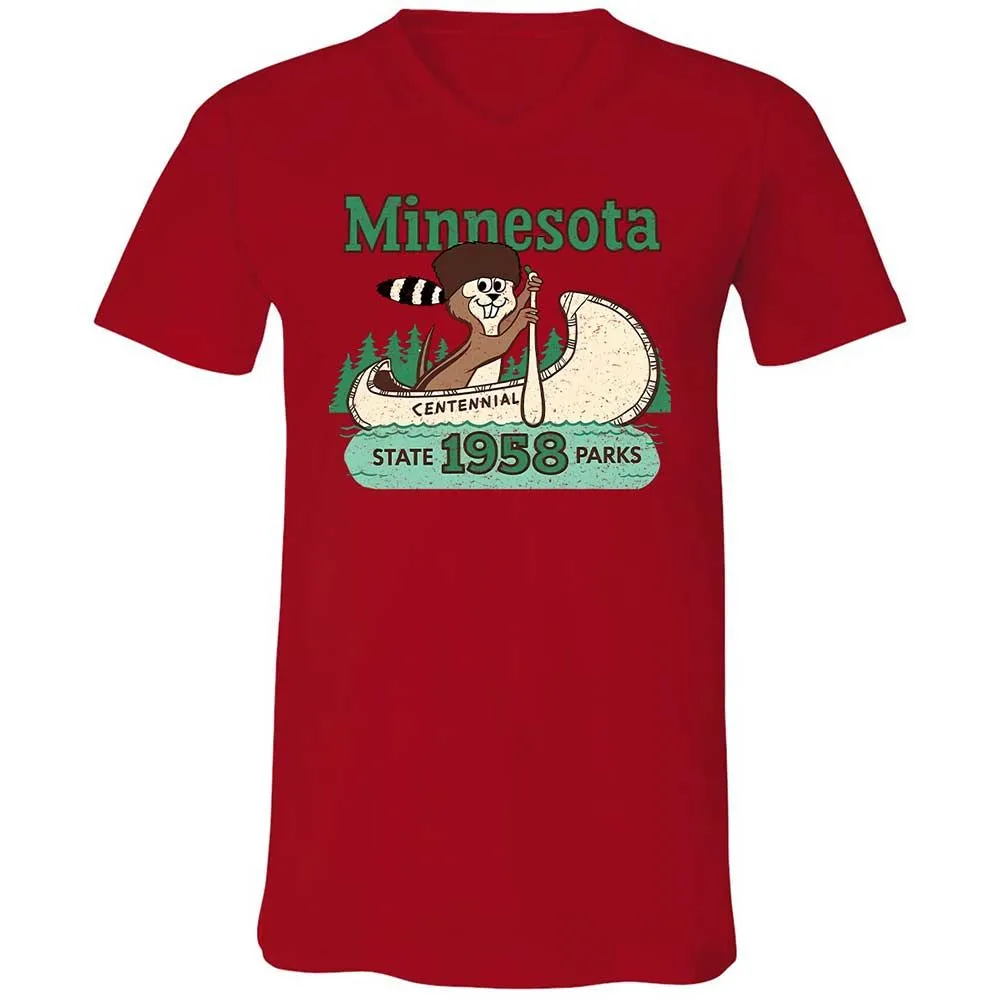 Unisex V-Neck T-Shirt - WQCBZTXK - Red - 5