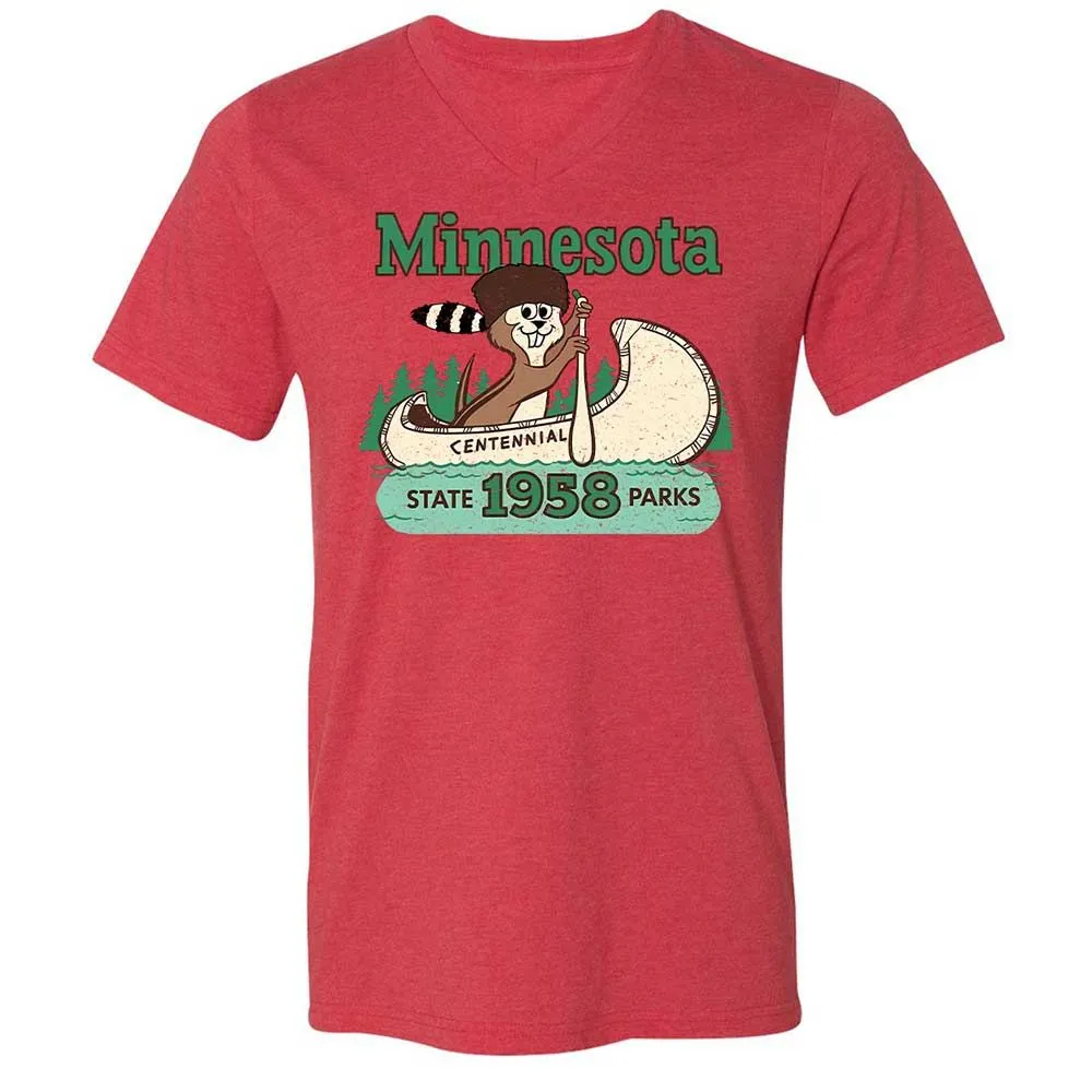 Unisex V-Neck T-Shirt - WQCBZTXK - Heather Red - 6