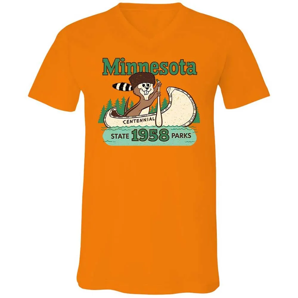 Unisex V-Neck T-Shirt - WQCBZTXK - Orange - 7
