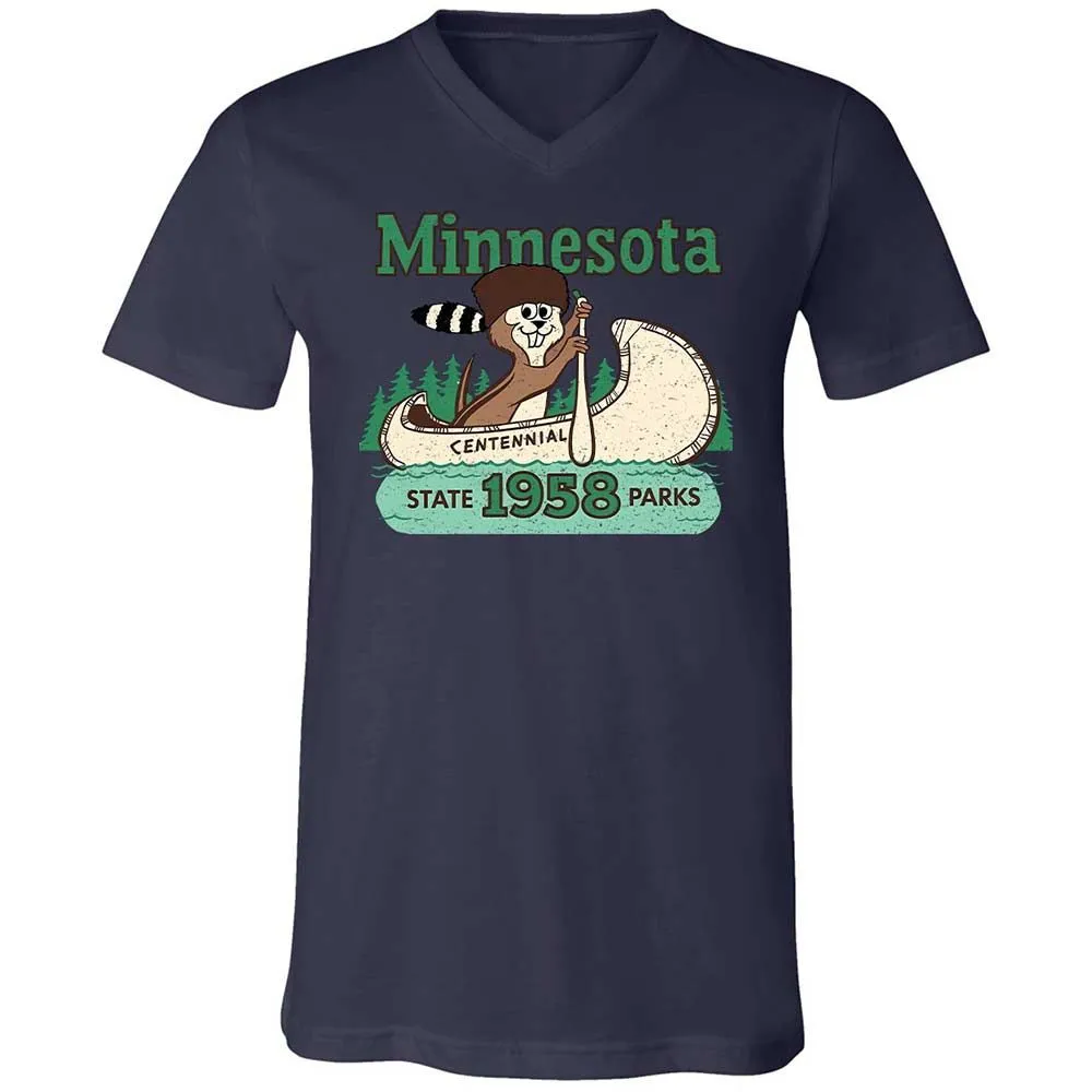 Unisex V-Neck T-Shirt - WQCBZTXK - Navy - 12