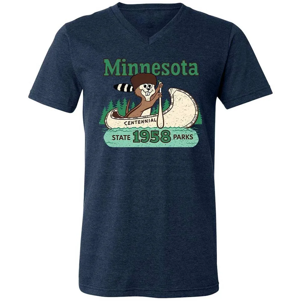 Unisex V-Neck T-Shirt - WQCBZTXK - Heather Navy - 13