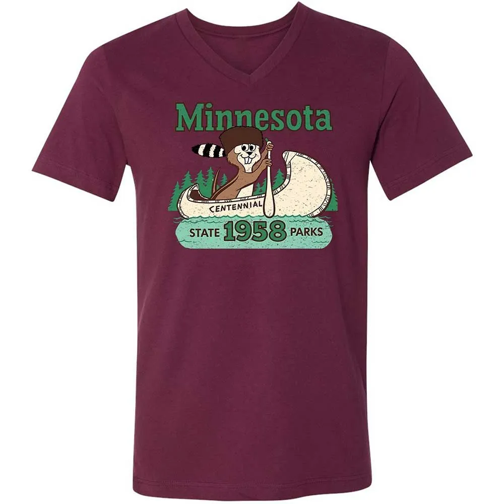 Unisex V-Neck T-Shirt - WQCBZTXK - Maroon - 14