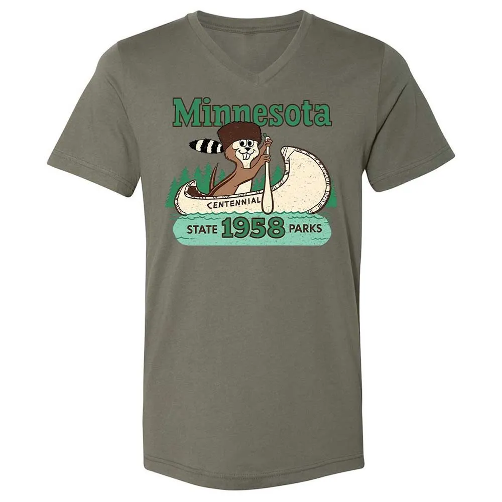 Unisex V-Neck T-Shirt - WQCBZTXK - Military Green - 15