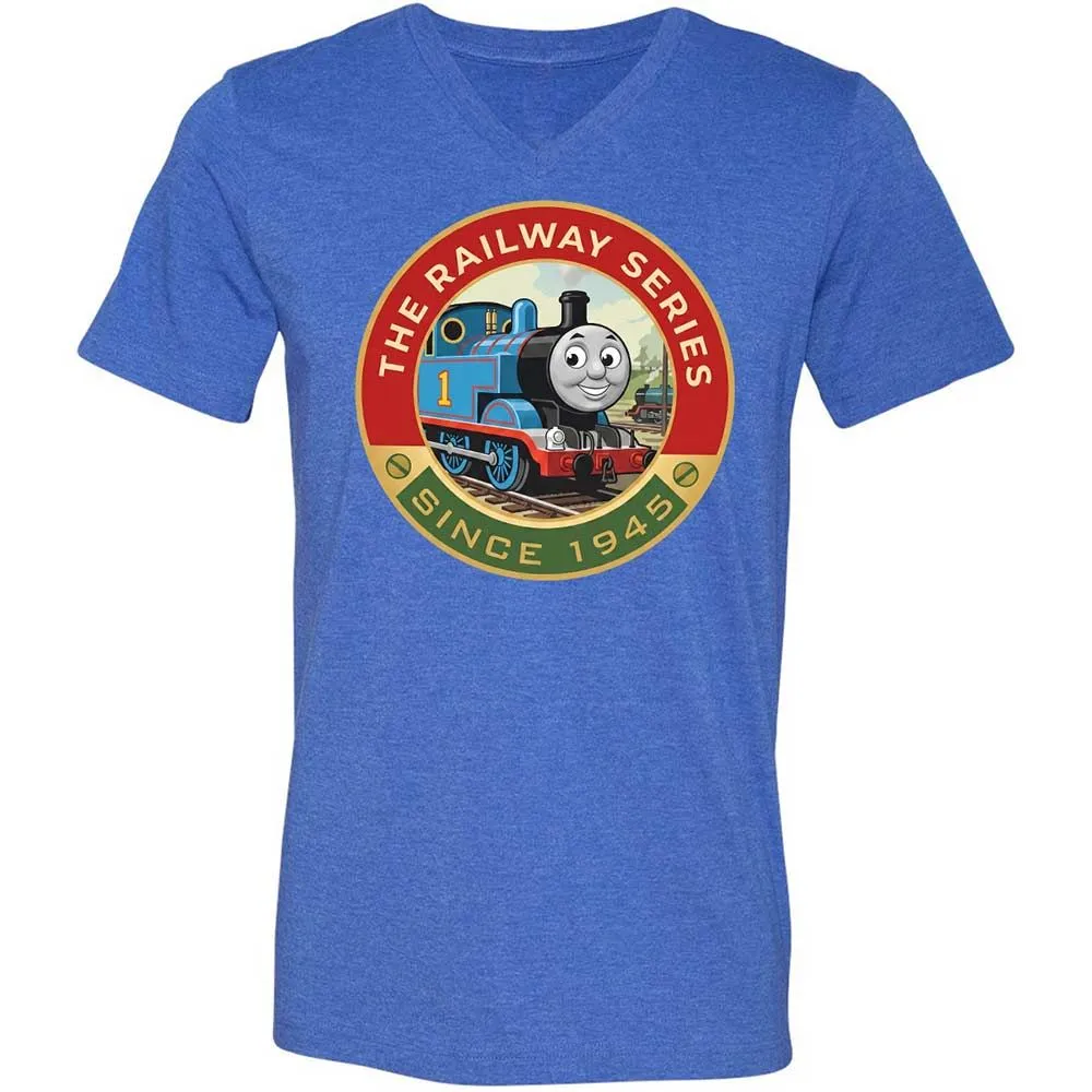 Unisex V-Neck T-Shirt - XJKM4V6F - Heather True Royal - 4