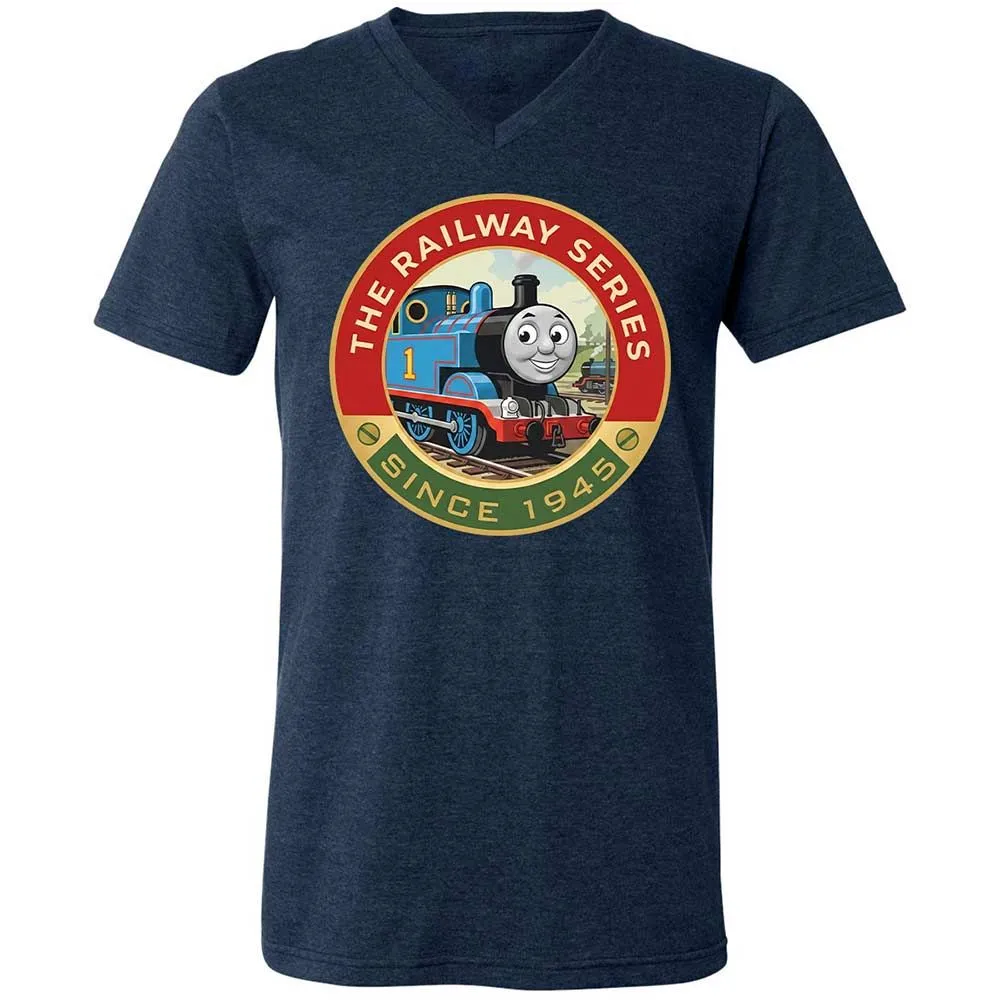 Unisex V-Neck T-Shirt - XJKM4V6F - Heather Navy - 13