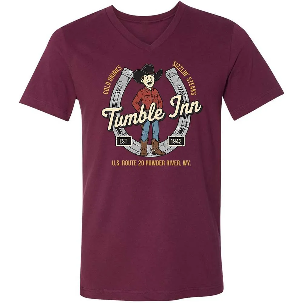 Unisex V-Neck T-Shirt - 65EF5G7D - Maroon - 14