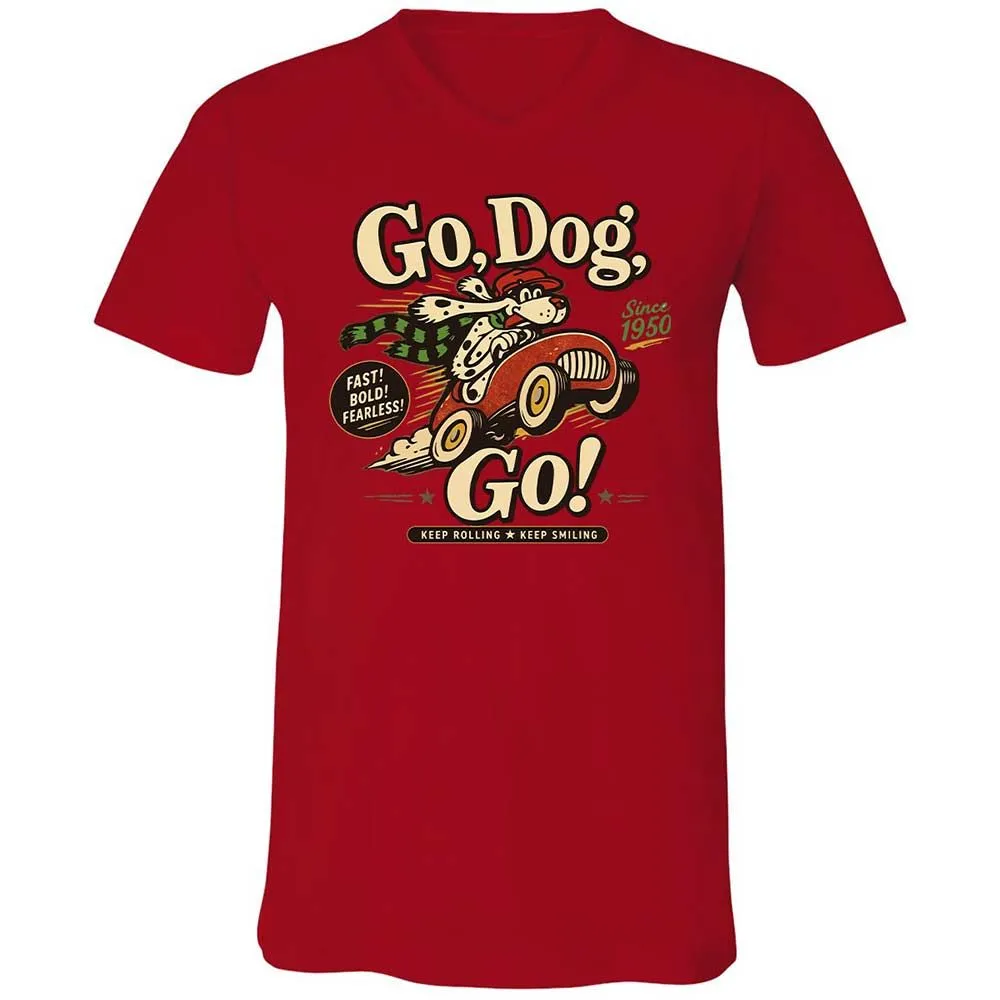 Unisex V-Neck T-Shirt - L5GDX3KP - Red - 5