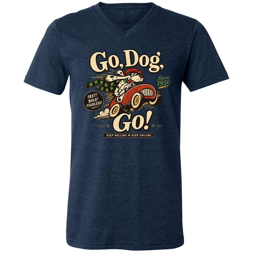 Unisex V-Neck T-Shirt - L5GDX3KP - Heather Navy - 13