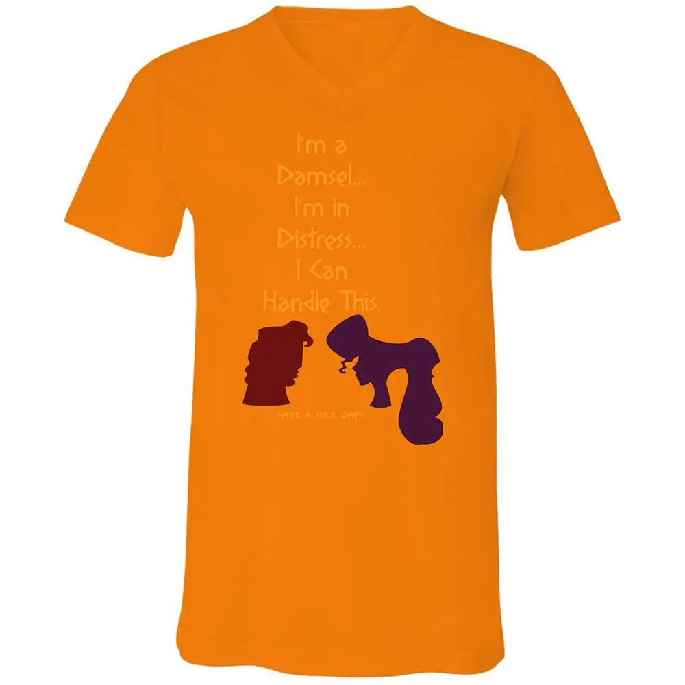 Unisex V-Neck T-Shirt - 1HN9TB3K - Orange - 7