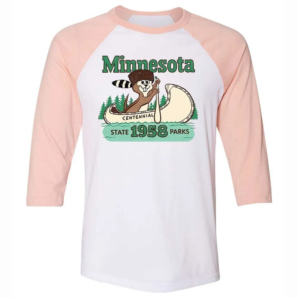 Unisex 3/4 Baseball Tee - DJWCGW46 - White/Heather Peach - 5