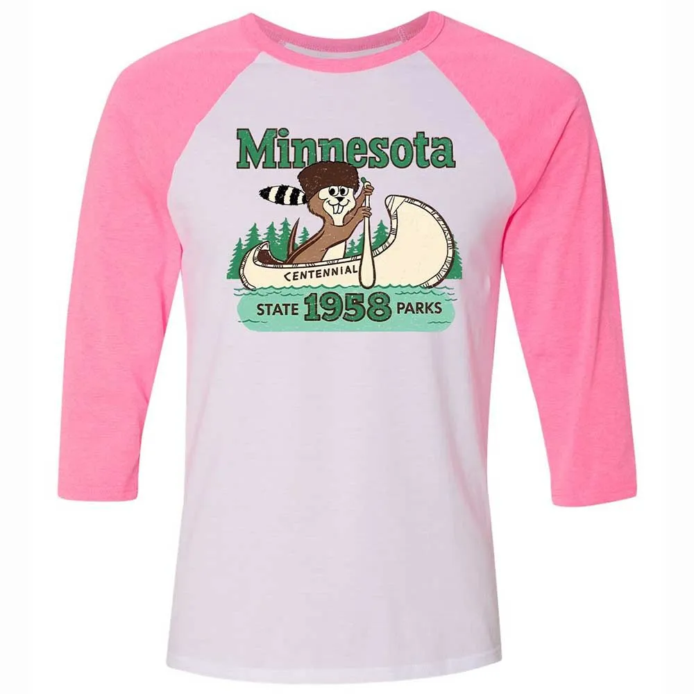 Unisex 3/4 Baseball Tee - DJWCGW46 - White/Neon Pink - 12
