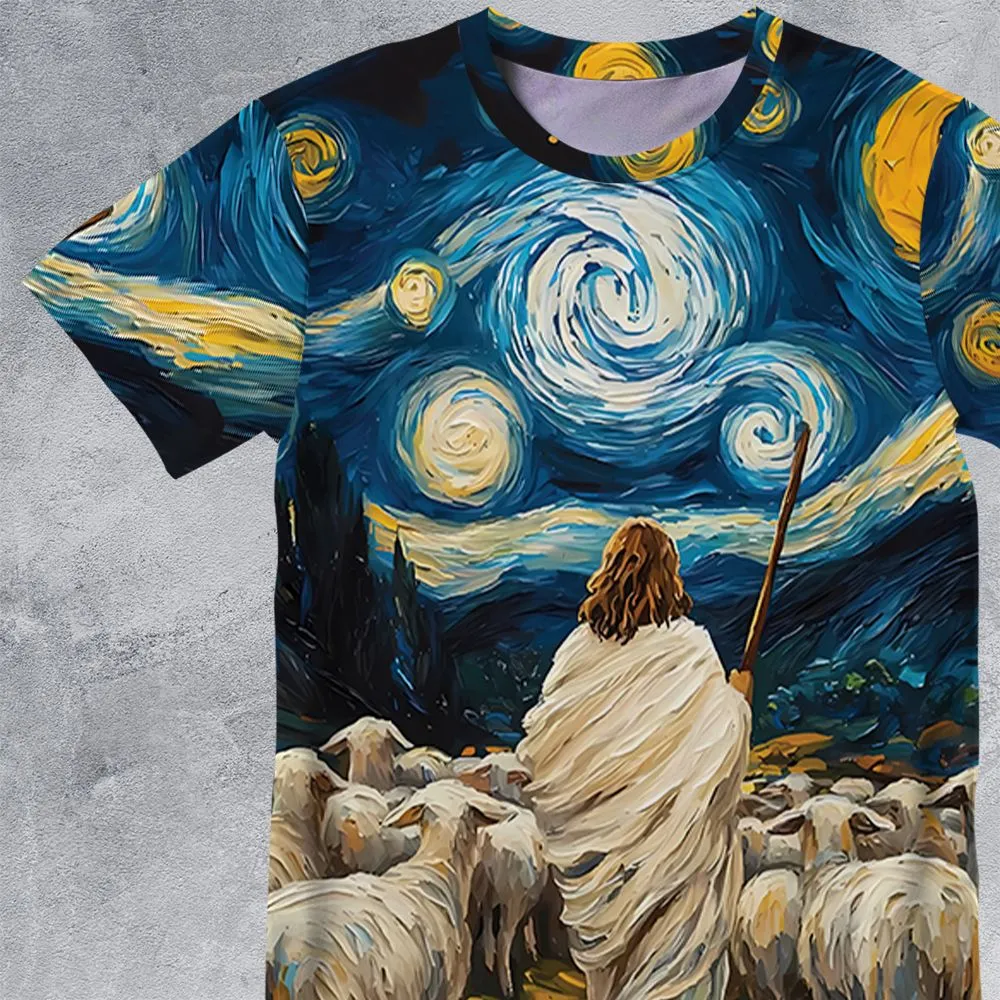 Shepherd Sheep Starry Night -  - 2