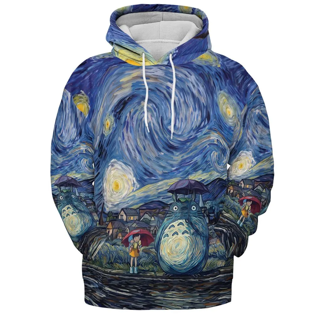Starry Night with Totoro - Pullover Hoodie - 2
